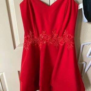 Strapless red homecoming dress
